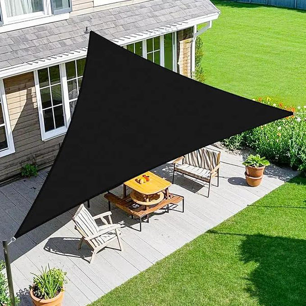 Amagenix Sun Shade Sail 18'X18'X18' Curved Edge Outdoor Shade Canopy Black Breathable 95% UV Block Shade Cloth for Patio Garden Backyard (We Make Custom Size)