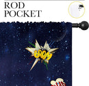 Super Hero Rod Pocket Blackout Curtains for Boy Girl Bedroom, Exploding City Starry Cartoon Skyline Thermal Insulated Home Window Drapes for Living Room Darkening, 55x63 inch by TinyTreasures Baby Boutique