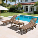 SERWALL Patio Coffee Table, HDPE Rectangle Outdoor Coffee Table, Brown by CozyNest Decor
