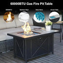 BALI OUTDOORS 42 inch 50,000 BTU Rectangular Propane Gas Fire Pit Table with Fire Glass and Table Lid, Fire Pits Outdoor for Garden, Patio, Backyard by GreenHaven Gardens