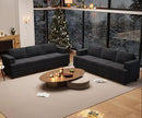 2 Piece Set Comfy Sofa Couch, 2 3-Seater Sofa with Deep Seats, Modern Sleeper Couch for Living Room, Black Corduroy by CozyNest Decor