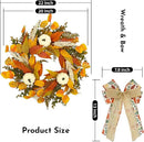 CYANBLOOM Fall Wreaths for Front Door: Rustic 20-22 Inch Bow Wreath with Golden Eucalyptus, White Pumpkins & Wheat - Lovely Warm Vibes Outdoor Indoor Farmhouse Decor for Halloween Thanksgiving Autumn by CozyNest Decor
