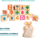 QUOKKA Wooden Blocks for Toddlers 1-3 - 26 ABC Learning Baby Blocks for Kids 3-5 Year Olds Stacking Alphabet Wood Toys for 2-4 yo - Educational with Letters Numbers by TinyTreasures Baby Boutique