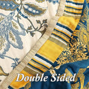 Snycler Boho Throw Blanket for Bed - 100% Cotton Ultra Soft Rustic Quilt - White Blue Floral Printed Farmhouse Decor Bed Blankets, 60"×80" All Season Rustic Throw for Sofa Couch Chair by CozyNest Decor