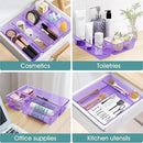 WOWBOX 25 PCS Plastic Drawer Organizer Set, Desk Drawer Divider Organizers and Storage Bins for Makeup, Jewelry, Gadgets for Kitchen, Bedroom, Bathroom, Office, Clear Purple by TinyTreasures Baby Boutique