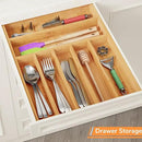 BAMEOS Bamboo Silverware Drawer Organizers, 11.9 inch Utensil Drawer Organizer for Kitchen Drawers, 7 Slots Total Large Flatware Organizer for Knives Cutlery Spoons Forks (Natural) by CozyNest Decor