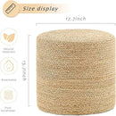 Handwoven Ottoman Pouf, Natural Seagrass Footstool, Round Braided Outdoor Seat with Sturdy Frame, Boho Accent Stool for Patio, Balcony, or Garden (Seagrass) by CozyNest Decor