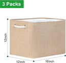 Bidtakay Fabric Storage Baskets for Shelves 3 Pack Large Storage Bins for Organizing Linen Collapsible Organizer for Closet-Flaxen by TinyTreasures Baby Boutique
