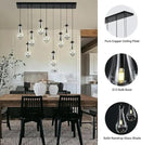 Raindrop 9-Light Chandeliers for Dining Room, Black Dining Room Lights Fixture Over Table, Teardrop Pendant Lights Kitchen Island, Adjustable Rope Hanging Lamp Ceiling for Entryway Foyer by CozyNest Decor