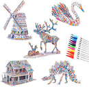 BEARUN 3D Coloring Puzzle Set, Arts and Crafts for Girls and Boys Age 6 7 8 9 10 11 12 Year Old, Fun Educational Painting Crafts Kit with Supplies for Kids, Birthday Toy Gift for Kids by TinyTreasures Baby Boutique