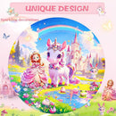 Floor Puzzles for Kids Ages 4-6, 70 Pieces Large Round Unicorn Princess Floor Puzzle Unicorn Jigsaw Puzzle Toy for 3 4 5 6 Toddler Girls - Educational Christmas, Birthday Gift by TinyTreasures Baby Boutique