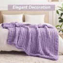 Chunky Knit Throw Blanket, 60''*80'' Knitted Throw Chenille Yarn for Bed Couch, Handmade Light Purple Crochet Big Thick Blanket, Machine Washable Cute Comfy Blanket for Home Decor by CozyNest Decor