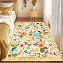 Floral 3x5 Area Rug Machine Washable Soft Print Boho Carpet Non Slip Doormat Low Pile Flower Area Rugs for Living Room Bedroom Nursery Kitchen Dining Room Indoor-Ivory/Yellow by TinyTreasures Baby Boutique