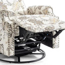 UIXE Swivel Rocker Manual Recliner Chairs Set of 2, Wingback Swivel Glider Fabric Nursery Reclining Sofa Chair, High Back Upholstered Arm Chair for Living Room Bedroom - Beige Plants by CozyNest Decor