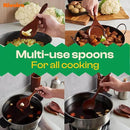 Riveira Set of 6 Premium Brown Bamboo Cooking Utensils - Bamboo Utensils for Cooking - Non-Toxic Kitchen Set - Wooden Kitchen Utensils for Non-Stick Cookware by CozyNest Decor