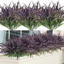Ouddy Decor 16 Bundles Artificial Plants Outdoor Fake Grass Greenery Stems UV Resistant Faux Plastic Shrubs for Autumn Garden Pathway Front Porch Home Harvest Thanksgiving Halloween Decor, Purple by GreenHaven Gardens