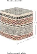 REDEARTH · Tufted Pouf Ottoman with Filler Textured Storage Cube Bean Bag Pouffe Footrest for Living Room, Bedroom, Nursery, Home Decor - 100% Cotton (17.5"X17.5"X17.5", Motley Bohemia Multi) by CozyNest Decor