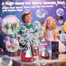 Rocket Bubble Machine for Kids with Lights, 360° Rotating Bubble Blower Toy with 10 Refill Solutions, Bubble Maker for Toddlers, Fun Outdoor Party Gift for Boys & Girls RED by TinyTreasures Baby Boutique