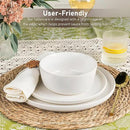 GBHOME Ceramic Dinnerware Sets for 4, 12 Pieces Stoneware Plates and Bowls Sets, Reactive Glaze Dishes -Scratch Resistant, Dishwasher&Microwave Safe-Star White by CozyNest Decor