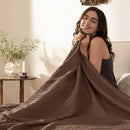 PHF Cooling Waffle Blanket Twin Size, Lightweight 60% Rayon Derived from Bamboo & 40% Cotton Breathable Blanket for Hot Sleepers, Soft and Luxury for Bed Couch and Sofa, 66"x90", Cocoa Brown by CozyNest Decor