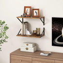 18"W x10"D Floating Shelves, Farmhouse Wall Shelves Home Decor Shelf, Deep Bathroom Shelves with Bracket, 10 Inch Deep Wall Shelf for Living Room, Kitchen, Bedroom, Rustic Brown, Set of 2 by CozyNest Decor
