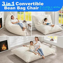 Hobestluk 3 in 1 Bean Bag Chair Giant Bean Bag Chairs for Adults with Plush Faux Fur Cover Convertible Bean Bag Floor Cushion with Machine Washable Cover for Living Room (Plush White) by CozyNest Decor