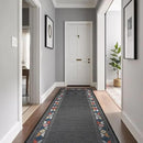 Beverly Rug Outdoor Runner Rug 2x7 Modern Floral Bordered Area Rugs for Indoor and Outdoor Patio Easy to Clean Non Shedding Living Room Porch Garden Washable Outside Carpet (2 x 7 Dark Gray) by CozyNest Decor