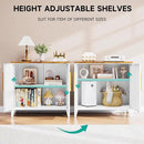 SISESOL White Storage Cabinet with Doors and Shelves,30 inch Small Pantry Cabinet Sideboard with Leg,Accent Cabinets with Storage,Side Floor Cabinets for Home,Kitchen,Coffee Bar,Dining/Living Room by CozyNest Decor