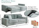 91-Inch Corduroy Pull Out Couch with Storage, Convertible Queen Sleeper Sofa with Pull Out Bed, Hide a Bed Couches for Bedroom, Guest Room, Apartment, Small Places, RV (Sage Green) by CozyNest Decor