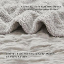 EMME Muslin and Fleece Queen Blanket Reversible - 80"*90" Grey Soft Warm Throw Blankets for Couch Bed Picnic Travel Bed by CozyNest Decor