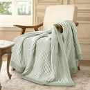 Amélie Home Chenille Knit Throw Blanket for Couch, Checkered Texture Decorative Soft Blanket for Sofa, Bed & Living Room, 50"x60", Sage Green & White by CozyNest Decor