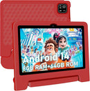 Kids Tablet, 10.1 inch IPS HD Touchscreen Android 14 64 GB Storage, 8GB RAM, Octa Core Tablet for Kid with Kid-Proof Case, Parental Controls, 12-hr Battery, WiFi, GPS – Red by TinyTreasures Baby Boutique