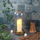 20" High Versatile Modern Metal Hurricane Lantern with Handmade Sturdy Glass Dome for Pillar Candle & Plants (Brass, 7.5"x20") by CozyNest Decor