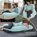 MOON PARK Pregnancy Pillows for Sleeping - U Shaped Full Body Maternity Pillow with Removable Cover - Support for Back, Legs, Belly, HIPS - 57 Inch - Ice Blue - Cooling Cover by TinyTreasures Baby Boutique