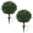 Artificial Cedar Topiary Ball Trees with Ground Spike Set of 2, 24.6 inch UV-Resistant Faux Shrubs for Indoor/Outdoor Decor – Fake Cypress Perfect for Garden, Porch, and Patio by GreenHaven Gardens