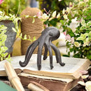 Sungmor Cast Iron Octopus Statue, Decorative Bookend, Cute Sculpture on Bookshelf or Desk, Creative Cell Phone Holder, Octopus Stand for Tablet, Black Brown by CozyNest Decor
