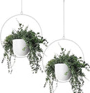 2 Pack Hanging Planters for Indoor Outdoor Plants Modern Metal Plant Hangers Wall and Ceiling Hanging Plants Baskets Mid Century Minimalist Flower Pots Home Decor, White by GreenHaven Gardens
