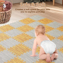 Skyweaver 12 Tiles Soft Non-Toxic Baby Play Mat for Floor EVA Foam Jigsaw Puzzle Play Mat, Interlocking Squares with 0.6inch for Babies, Toddlers & Kids Gym, Nursery, Playroom, Light Brown by TinyTreasures Baby Boutique