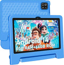 Tablet for Kids, 10.1 inch IPS HD Touchscreen Android 14 64 GB Storage, 8GB RAM, Octa Core Kids Tablet, Parental Controls, 12-hr Battery, WiFi, GPS - Blue by TinyTreasures Baby Boutique