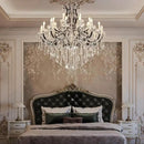Large Black Crystal Chandelier Light Fixtures, 24 Lights Modern Crystal Chandeliers for Hotel, Lobby, Foyer, Entryway Hall, Staircase High Ceiling 50'' Chandelier 2 Layers by CozyNest Decor