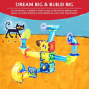 PicassoTiles 62pcs Magnetic Tile Pete The Cat Magnetic Marble Run Toy Set with Race Track Tubes Marbles and Stickers STEM Educational Construction Building Blocks for Kids Boys Girls Ages 3 Up PTG03 by TinyTreasures Baby Boutique