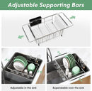MAJALiS Dish Drying Rack in Sink - Small Dish Drainers for Kitchen Sink, Over The Sink Dish Racks with Utensil Holder, Stainless Steel Dish Rack in Sink, Silver by CozyNest Decor