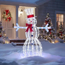 4.5FT Lighted Snowman for Christmas Decoration, 3D Pre-Lit Iridescent Snowman Xmas Decor with 100 LED Lights, Glittered Standing Holiday Display for Outdoor, Indoor by CozyNest Decor