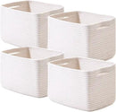 Storage Baskets for Organizing, Woven Basket for Storage, Storage Baskets Bin for Shelves, Cotton Rope Basket with Handles, 12.5"Lx9.1"Wx7.9"H, (4 Packs) Off White by CozyNest Decor