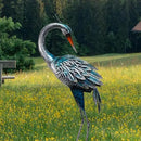 37 Inch Blue Heron Crane Statue, Metal Yard Art Outdoor Decoy, Garden Sculpture for Lawn/Pond Decoration, 1Pc, ORTBL-CR24053A-18 by CozyNest Decor