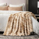 Cozy Bliss Faux Fur Throw Blanket for Couch, Cozy Warm Plush Striped Blanket for Sofa Bedroom Living Room, 50 * 60 Inches Tie-dye Kahki by CozyNest Decor