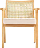 VEVOR Mid Century Modern Rattan Chair, Upholstered Velvet Accent Chair with Rattan Back, Retro Living Room Chair for Living Room, Bedroom, Reading Room, and Office, Beige by CozyNest Decor