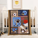 Wowelife Sports Crib Bedding Set for Boys, Premium 3-Piece Baby Bedding Set Brown Football Basketball Rugby Crib Bed Set Baseball Soft with Crib Comforter, Skirt and Sheet, Brown by TinyTreasures Baby Boutique