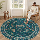 6ft Washable Round Rug - Bug Rugs for Living Room Non-Slip Low Pile Soft Ultra-Thin Machine Washable Circle Carpet for Bedroom, Entryway, Nursery, Kitchen, Home Office (6' Round Teal) by TinyTreasures Baby Boutique