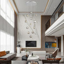 Flush Mount Chandelier,Crystal Pendant Light with 12 G9 LED Bulbs,Chandelier Hanging Flush Mount Lighting Fixtures for Spiral Staircase,Foyer,Entryway,Living Room(12 Lights,3000K) by CozyNest Decor